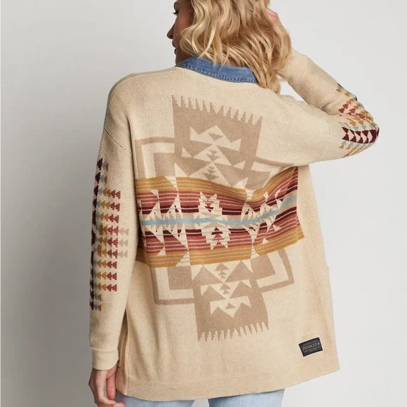 Pendleton Tan Southwestern Pattern Cardigan - Picture 1 of 9